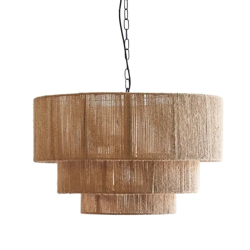 Nordic Hemp Rope Pendant Lights by Afralia™ - Minimalist E27 LED Chandeliers for Dining Room & Bedroom