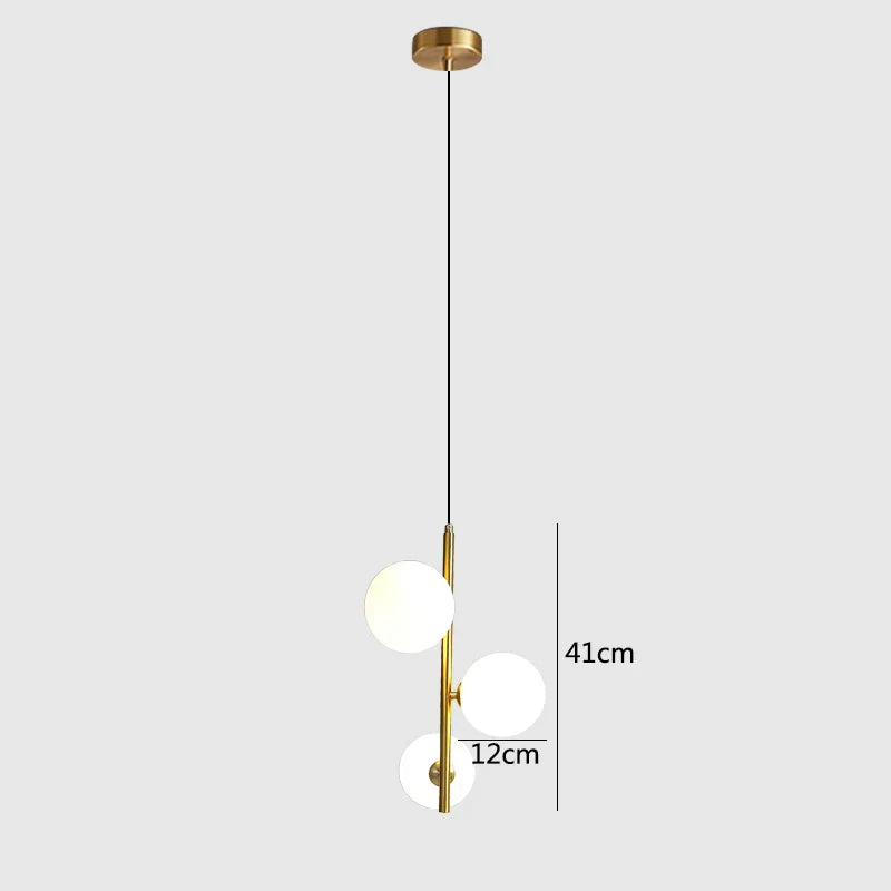 Afralia™ Brass/Black Glass Ball LED Pendant Lights Modern Bedroom Living Room Hanging Lamps
