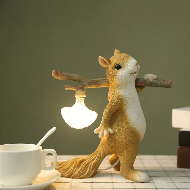 Afralia™ Squirrel LED Night Light Desk Lamp for Children's Room Bedside Decor