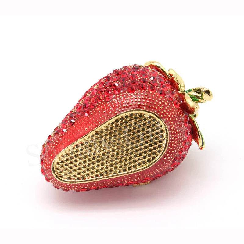 Afralia™ Metal Strawberry Jewelry Trinket Box for Earrings & Rings: Miniatures, Souvenirs, DIY Crafts