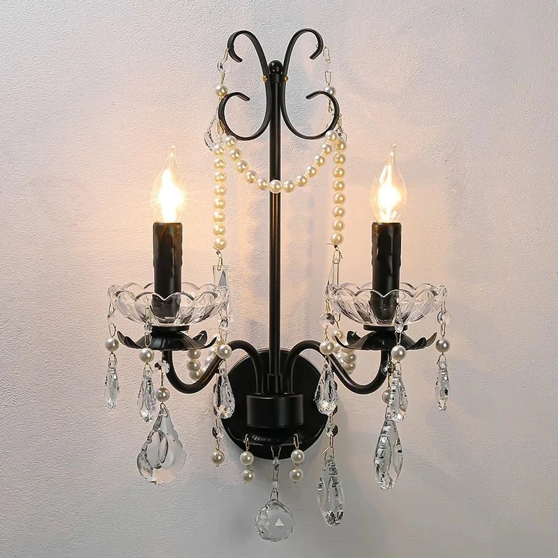 Afralia™ Black Crystal Chandelier Foyer Pendant Lights for Art Decor Luminarias