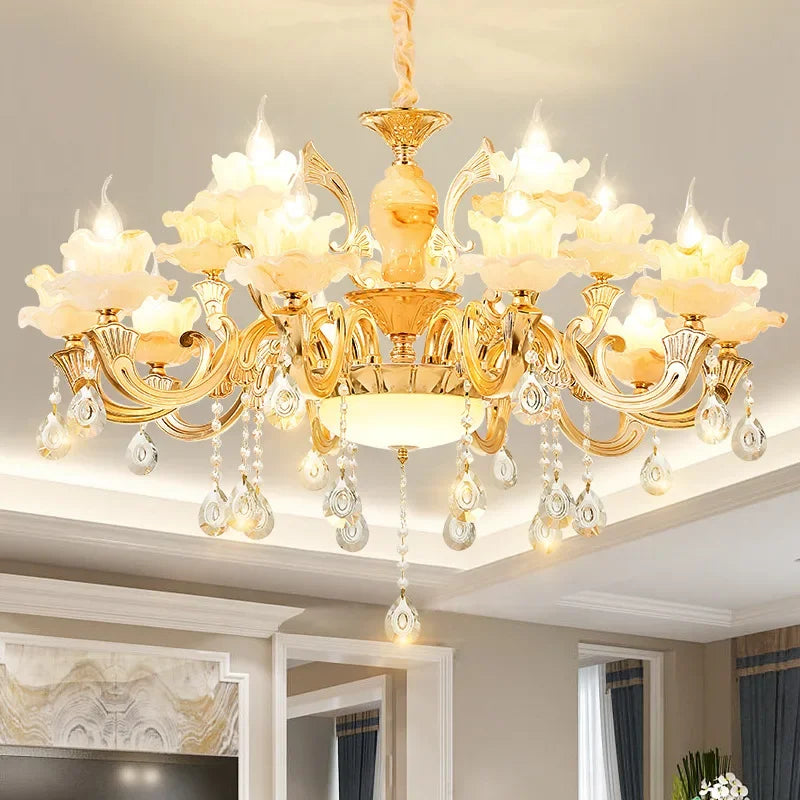 Afralia™ 6-Light LED Dolomite Chandelier for Foyer, Living Room, Kitchen - Modern Ceiling Lighting