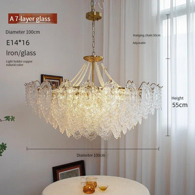 Afralia™ Metal Art Glass Chandelier Pendant Light for Modern Living Room Kitchen Decoration