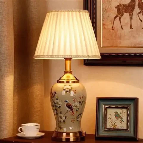 Afralia™ Chinese Ceramic Table Lamp for Living Room, Bedroom, and Study Room