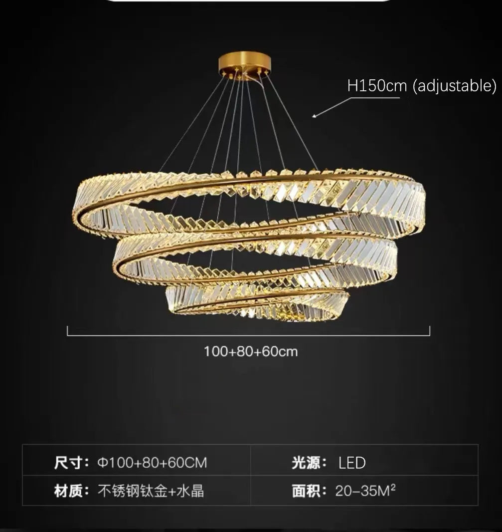 Afralia™ Crystal Ring Ceiling Lamp - Modern Luxury LED Chandelier for Master Bedroom & Living Room