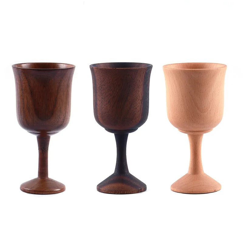 Afralia™ Natural Red Spruce/Jujube Wood Goblet Cup - Classical Wooden Wine Glass