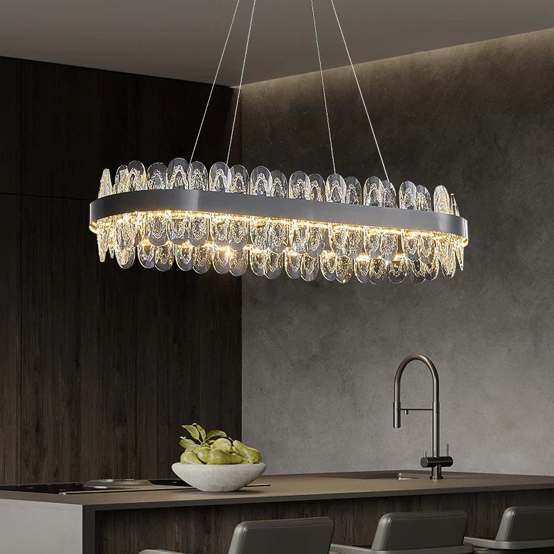 Afralia™ Crystal Luxury LED Pendant Light for Kitchen Island, Dining Table, and Living Room
