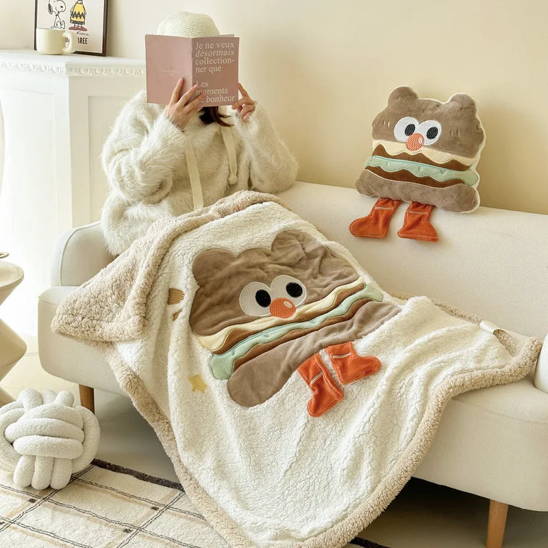Afralia™ Cartoon Lamb Wool Blanket: Soft & Warm Sofa Cover for Autumn/Winter