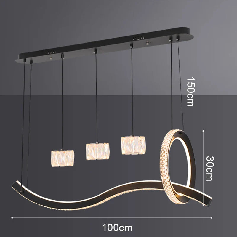 Afralia™ Crystal Chandelier Stair Pendant Lamp Living Room Interior Lighting