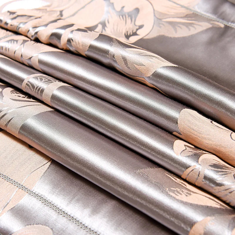 Afralia™ Satin Jacquard Bedding Set | 4Pcs Double Size Bedclothes