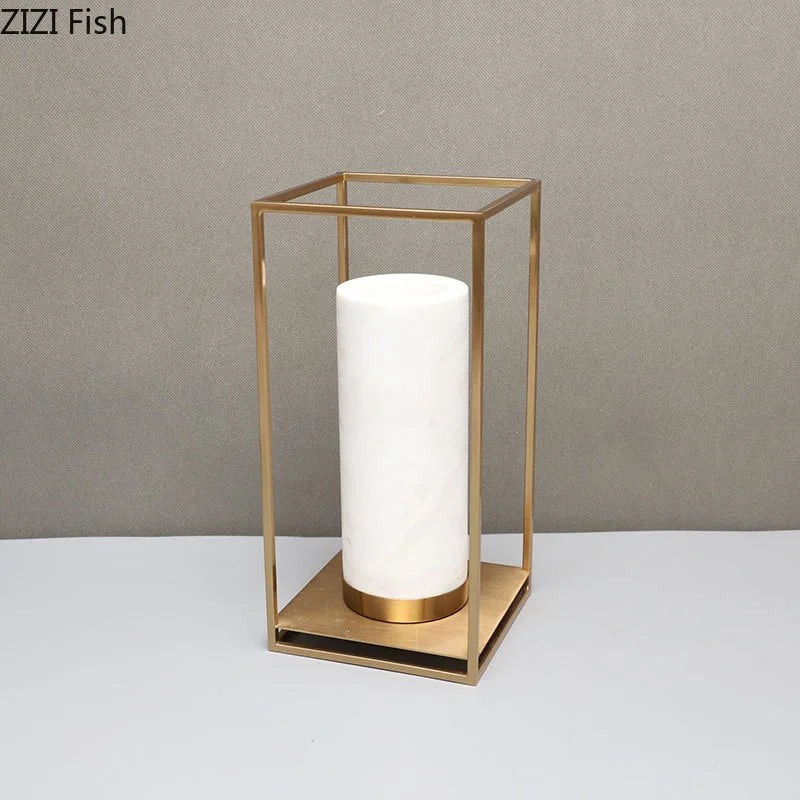Afralia™ Marble Vase: Golden Frame, Floral Desk Decor, Elegant Room Ornaments