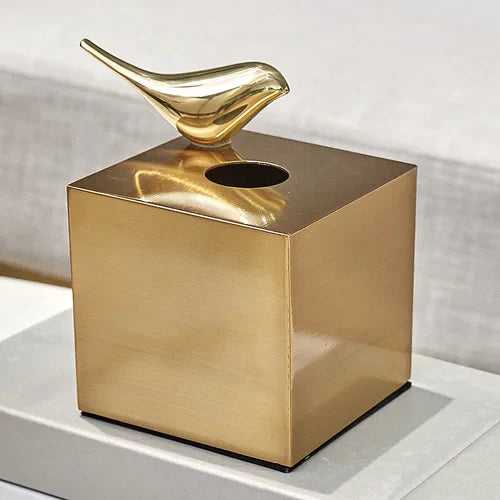Afralia™ Brass Color Geometric Animal Tissue Box - Luxury Living Room Decor