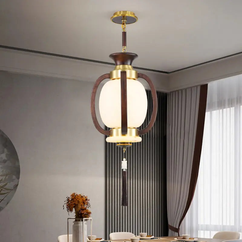 Afralia™ Chinese Lantern Chandelier: Classic Living Room Tea House Retro Lighting Fixtures