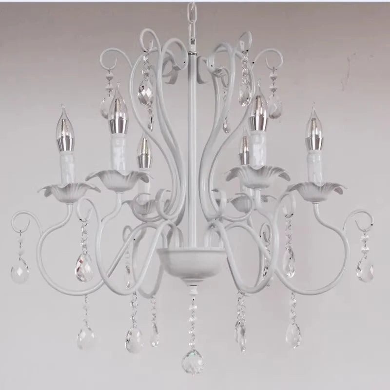 Afralia™ Black White Metal Chandelier with Crystal Pendants for Elegant Home Lighting