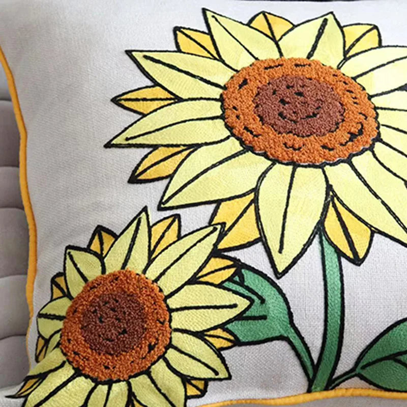 Afralia™ Sunflower Pattern Pillowcase: Elegant Towel Embroidery Home Decor