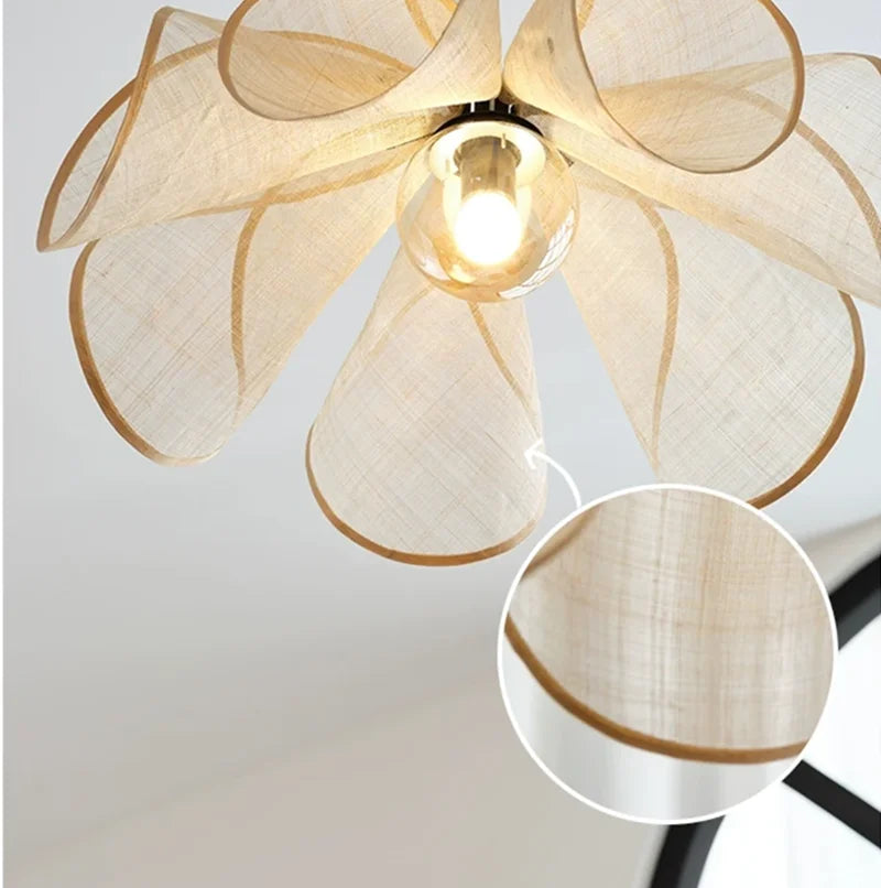 Afralia™ Bohemian LED Fabric Flower Chandelier for Dining Table Lamp and Room Decor