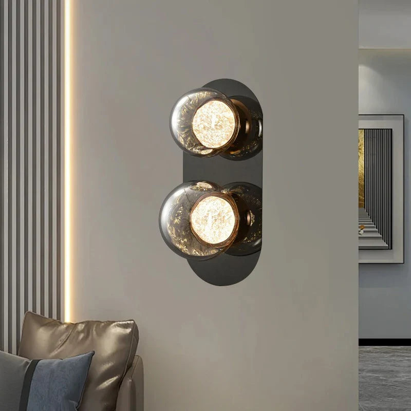 Afralia™ Gray Glass Wall Lights: Modern Luxury Home Decor Fixture for Living Room