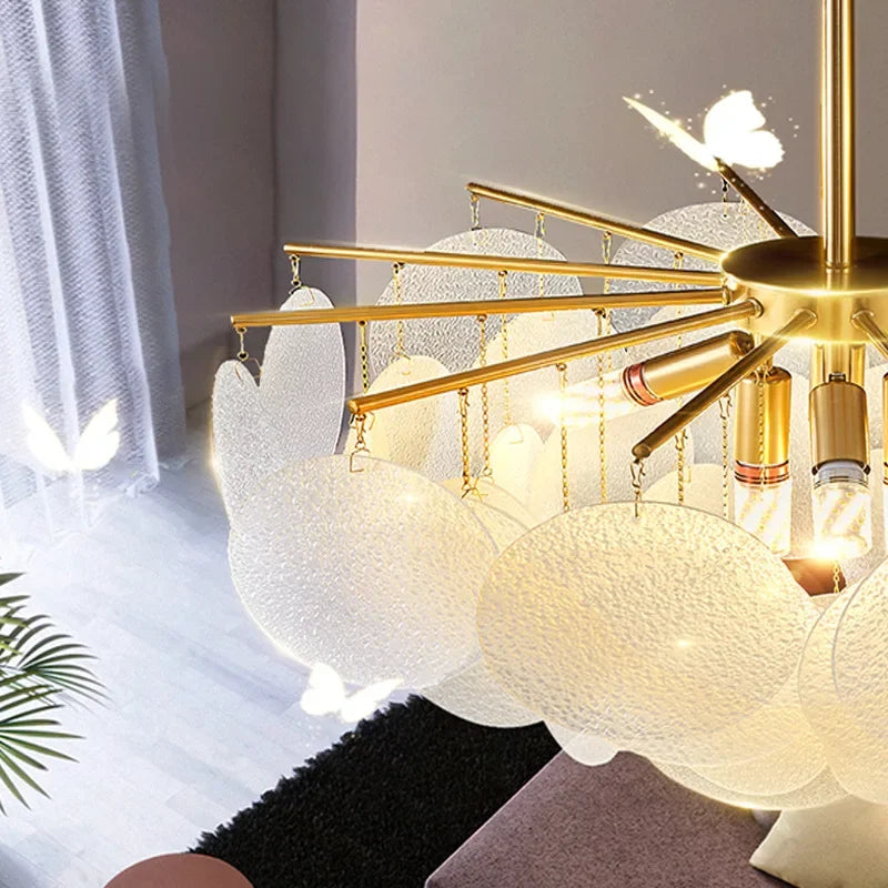 Afralia™ Elegant Glass Chandelier: French Light Luxury Crystal Lighting, Romantic Bedroom & Living Room Decor