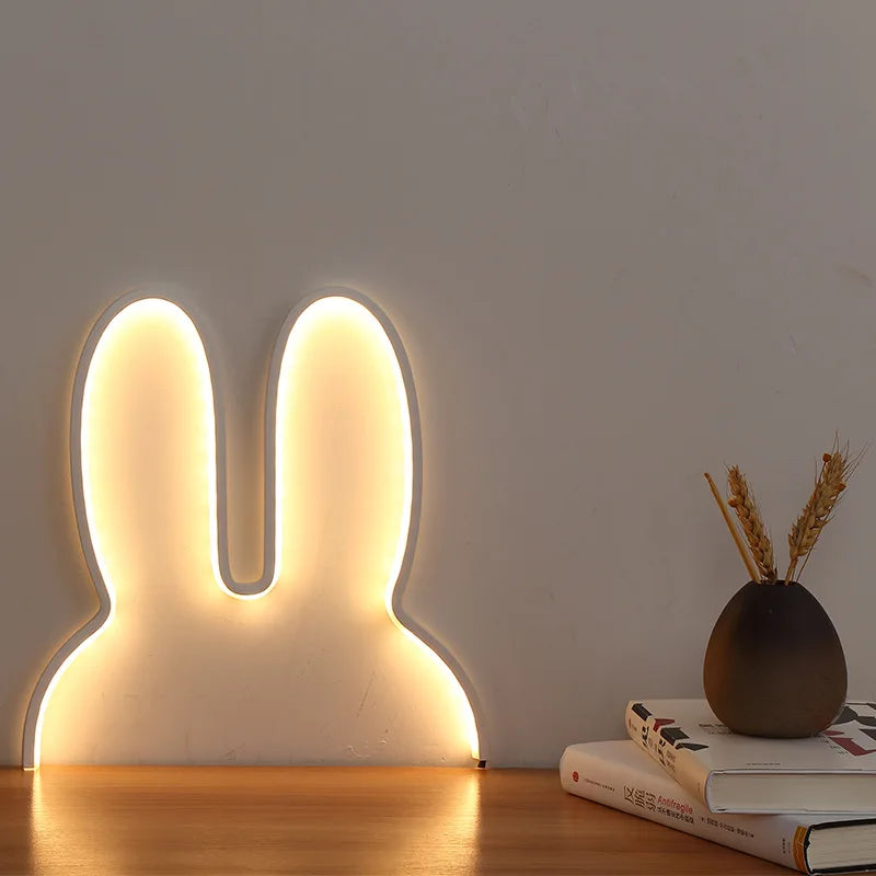 Afralia™ Rabbit LED Night Light - USB Powered Cute Desk Lamp for Children's Bedroom