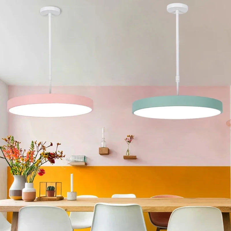 Afralia™ Modern LED Pendant Light - Macaron Circular Chandelier