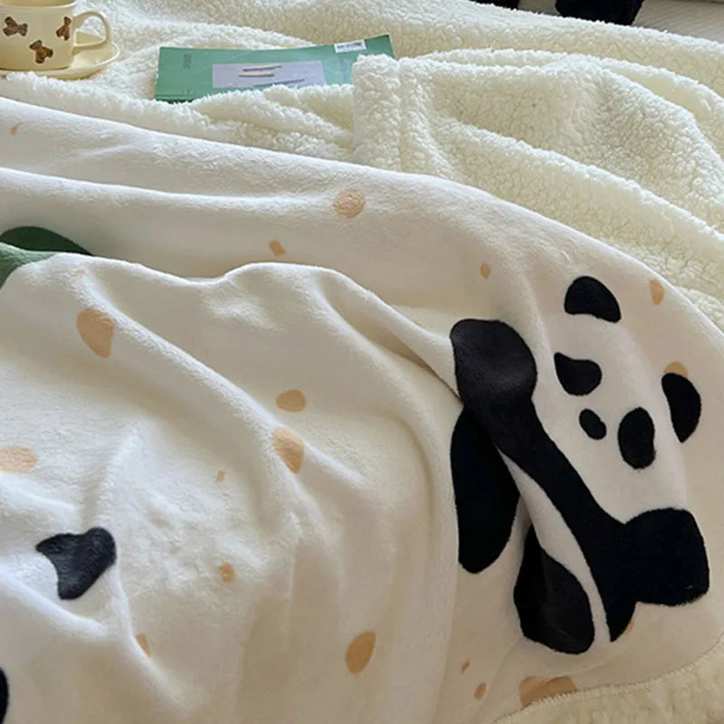 Afralia™ Cartoon Lamb Wool Blanket: Double-Layered, Thick & Warm for Children & Adults