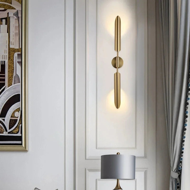 Afralia™ Gold LED Copper Wall Lamp Sconce for Living Dining Bedroom