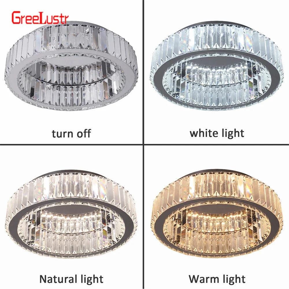 Afralia™ Big Crystal Round LED Chandelier Dimmable Ceiling Light with Remote