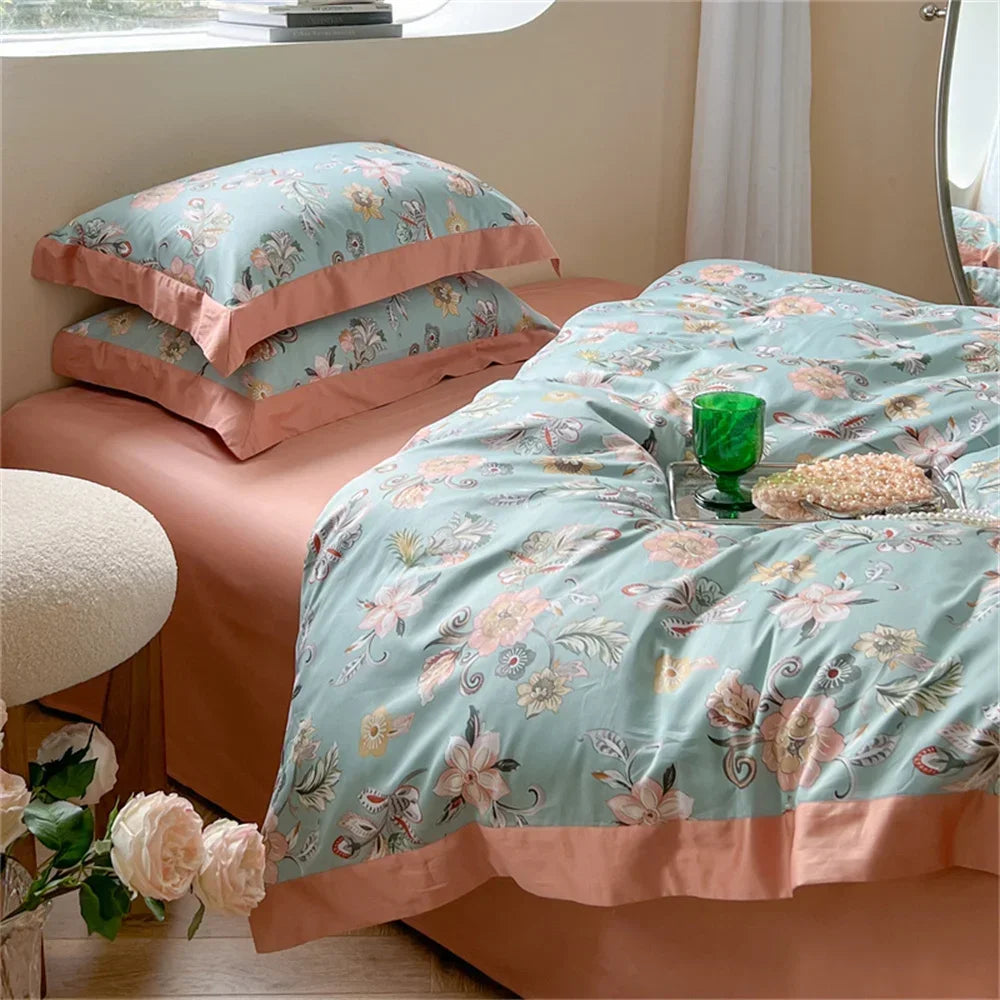 Afralia™ Colorful Bedding Set: King/Queen Size Bed Lines, Sheet, Pillowcase, Duvet Cover Set