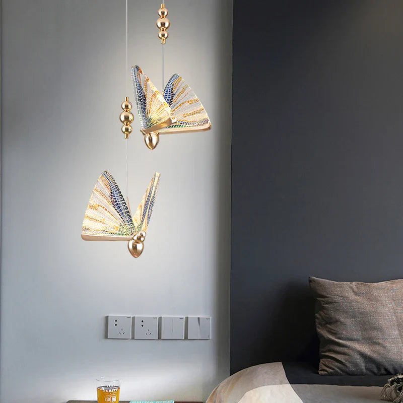 Afralia™ Butterfly LED Pendant Lights: Stylish Interior Chandelier for Bedroom and Dining Room