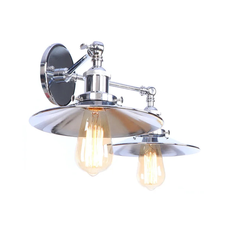 Afralia™ Silver Vintage LED Wall Light 2 Heads Industrial Loft Living Room Bathroom Stair Lamp