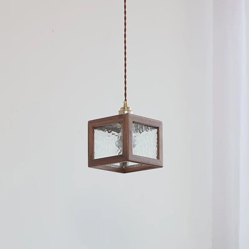 Afralia™ Clear Glass Walnut Wood LED Pendant Lamp - Nordic Modern Hanging Lights