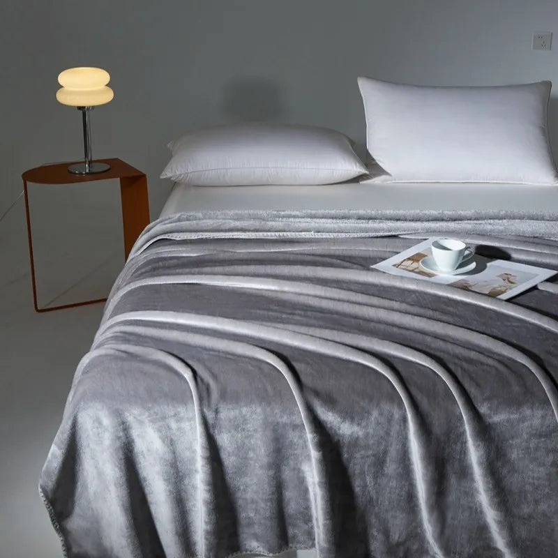 Afralia™ Velvet Milk Blanket: European Solid Color Flannel Bedspread for All Seasons