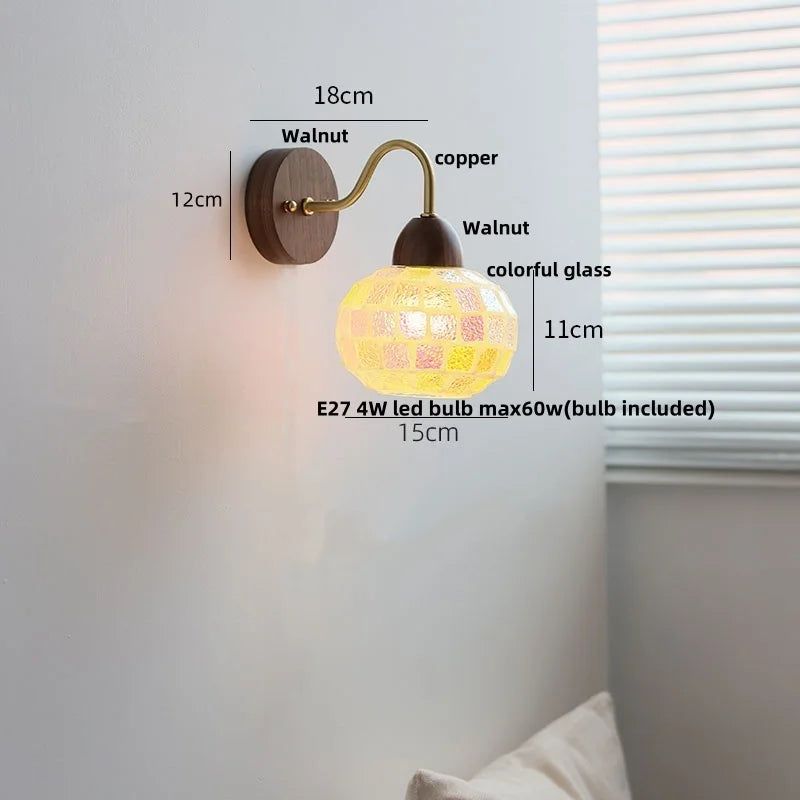 Afralia™ Shell Glass LED Wall Light Tiffany Style Bedside Lamp