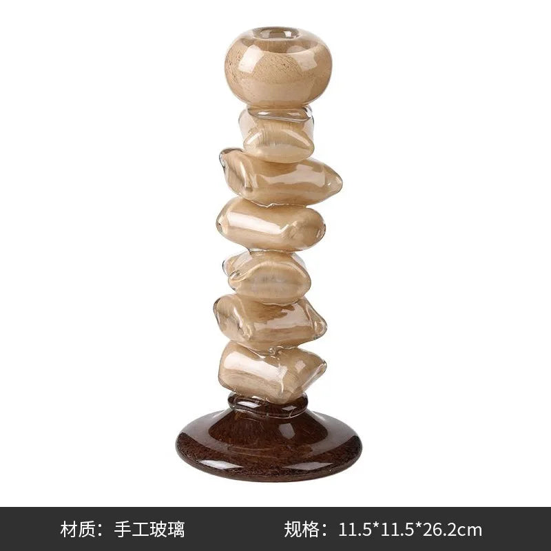 Afralia™ Color Block Candlestick Light Luxury Home Decor Craft
