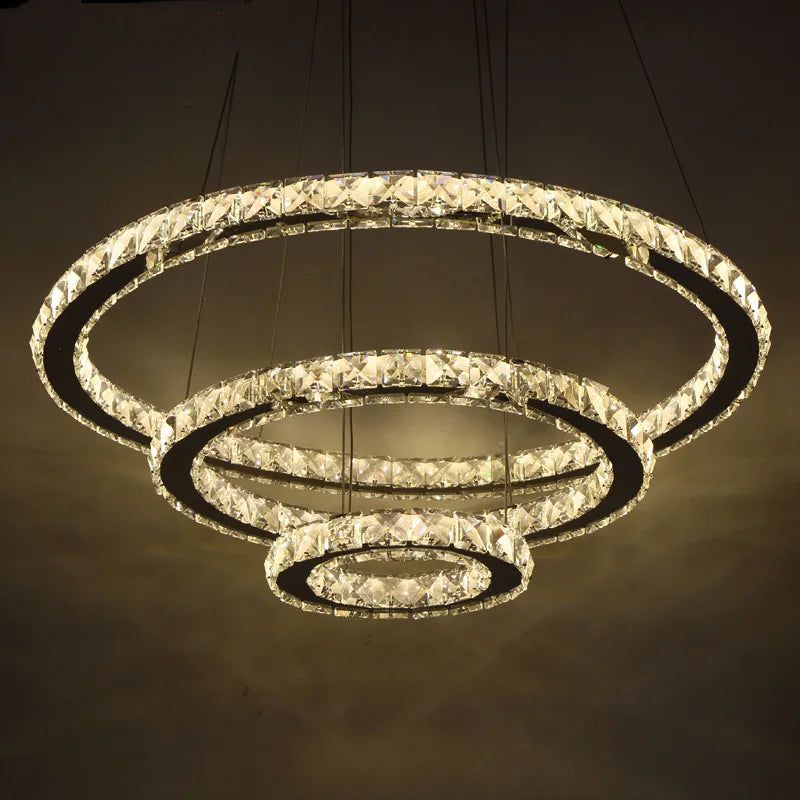 Afralia™ Gold Gloss LED Crystal Ring Chandelier for Modern Luxury Living Room