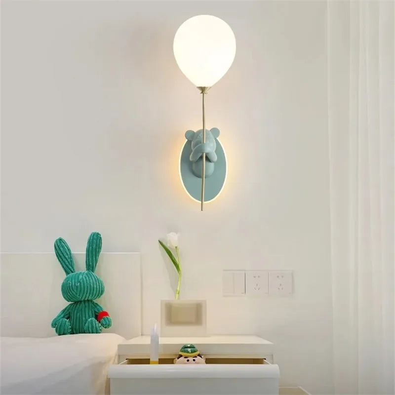 Afralia™ Bear Balloon Wall Light: Kawaii Cartoon Lamp for Children's Room & Bedroom