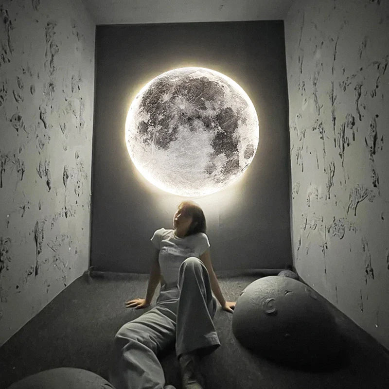 Afralia™ Creative Moon Earth LED Wall Lamp for Modern Living Spaces