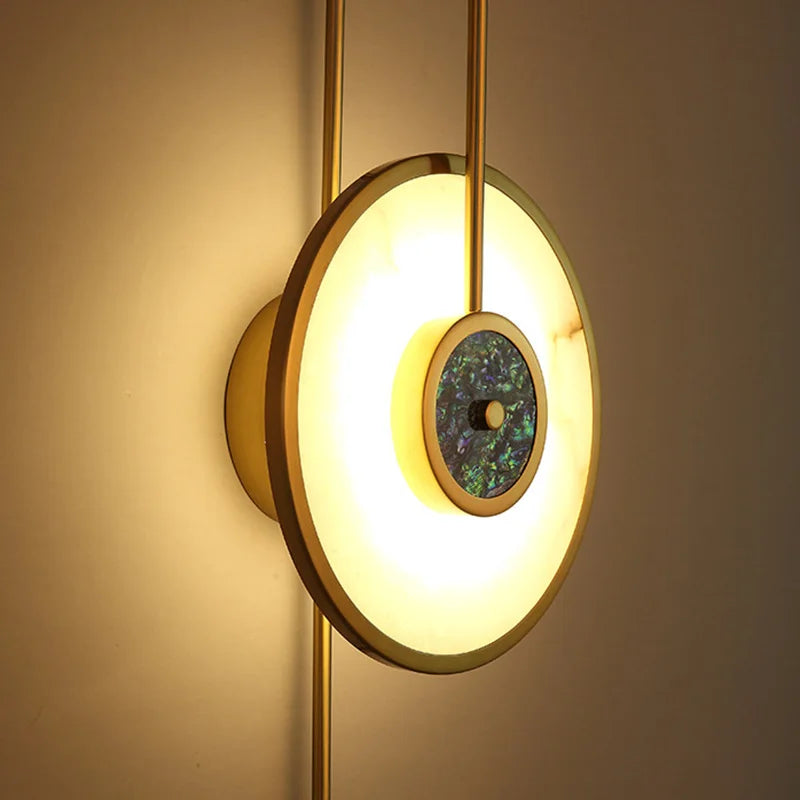 Afralia™ Retro Marble Round Wall Lamp: Minimalist LED Indoor Lighting for Living Room, Bedroom, Study
