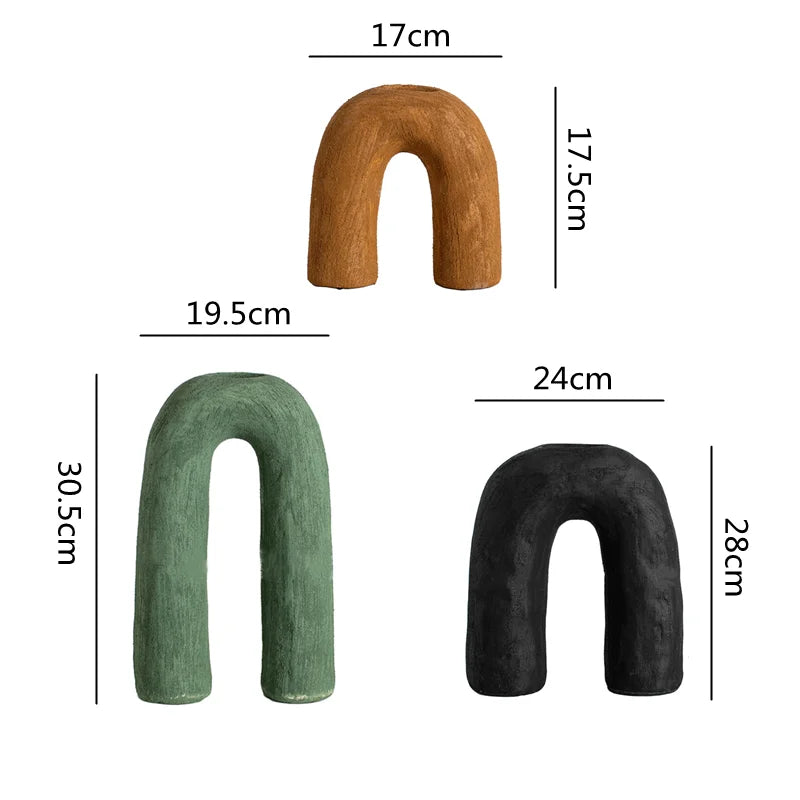Afralia™ Arc Ceramic Vase Geometric Abstract Home Decor Flower Arrangement Accessory