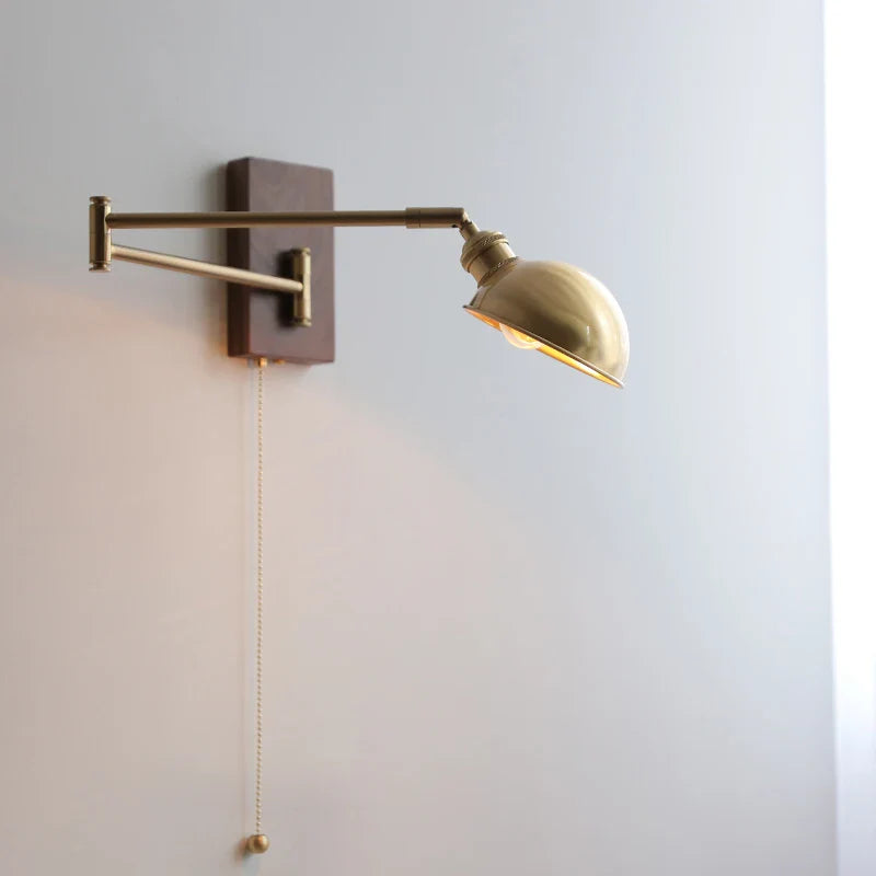 Afralia™ Canopy LED Wall Light, Walnut Ash Wood, Pull Chain Switch, Left Right Rotate