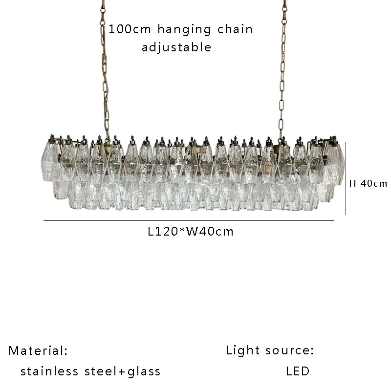 Afralia™ Rhombic Gray Pink Glass Chandelier: Modern Indoor Decorative Lighting Fixtures for Dining Room