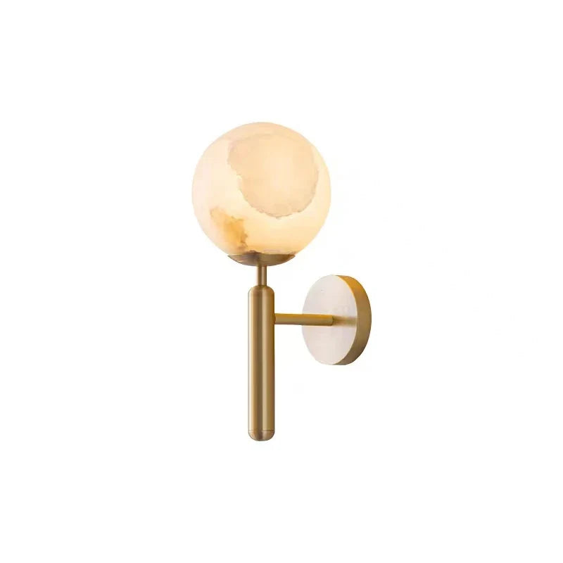 Afralia™ Marble Stone Ball Wall Sconce, G9 Brass Gold Lighting Fixtures for Home Décor