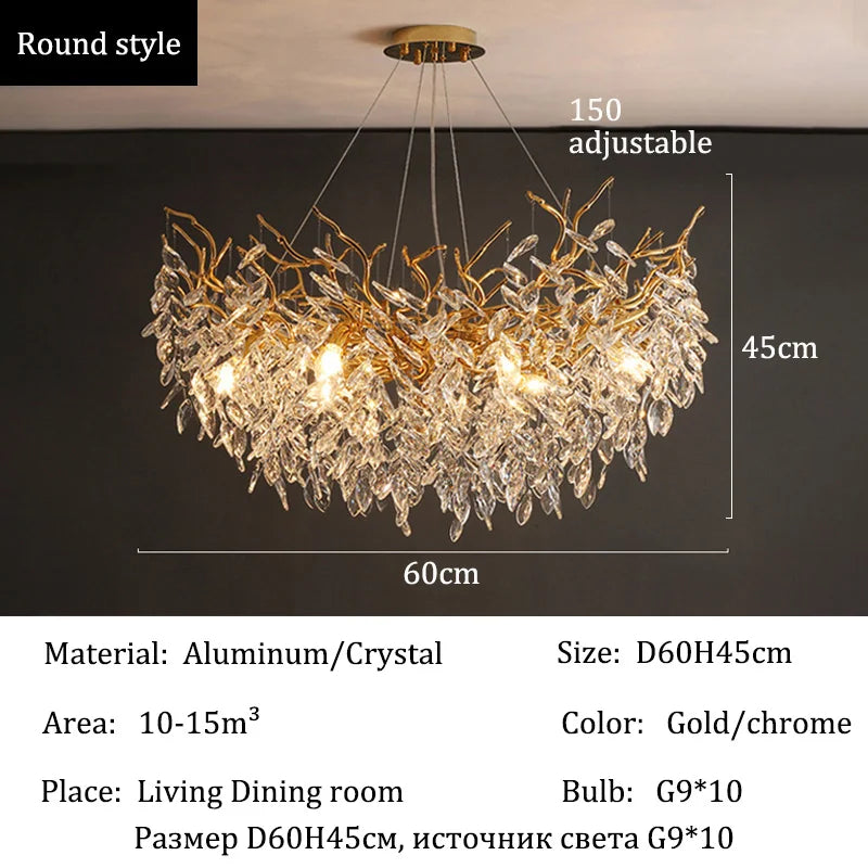 Afralia™ Crystal Chandeliers: Villa Living Dining Room Lighting Fixture