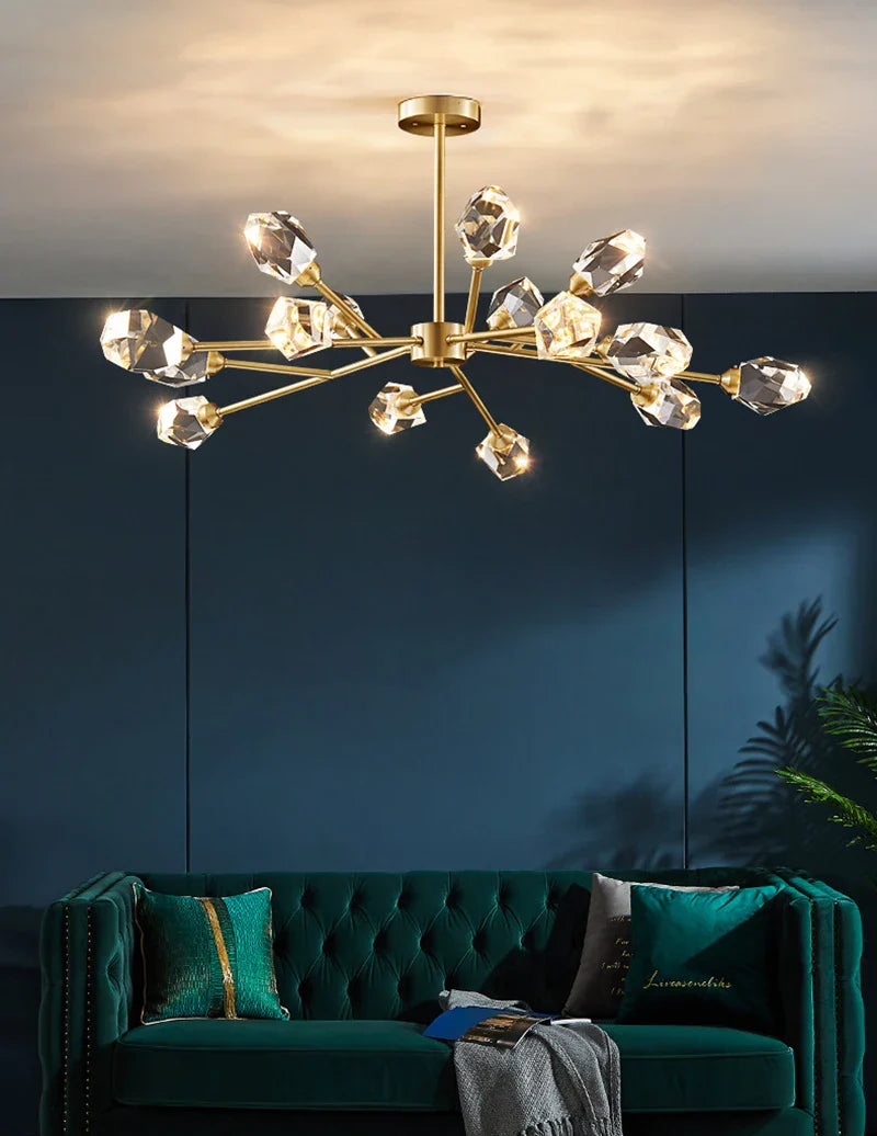 Afralia™ Modern Diamond Crystal Chandelier LED Light Fixtures for Kitchen Living Room