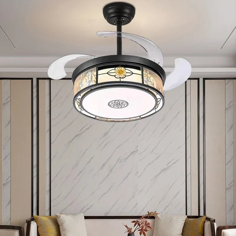 Afralia™ Smart Remote Control Retractable Ceiling Fan Light, 42"-48", Decorative Hidden Blades