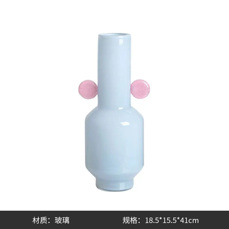 Afralia™ Stained Glass Vase with Two Ears: Floral Arrangement Room Decoration