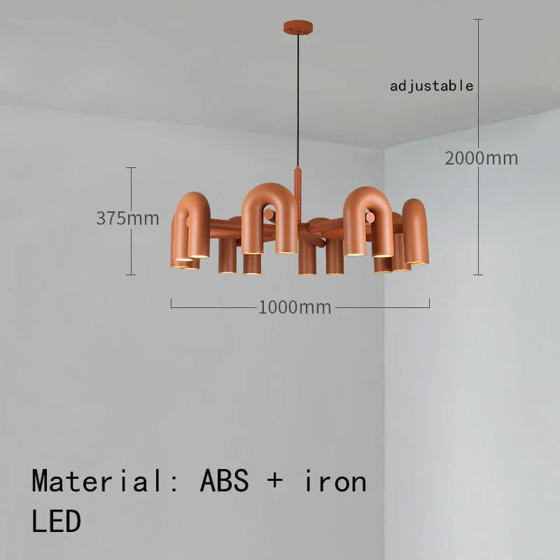 Art Deco Chandelier in Black Orange Gray Metal by Afralia™