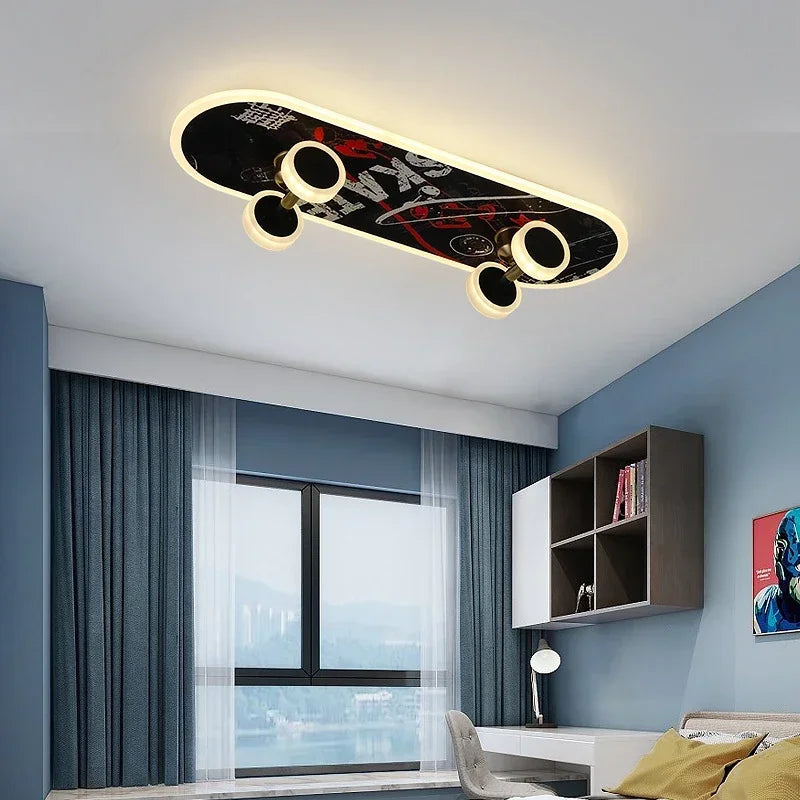 Afralia™ Skateboard Ceiling Lights: Modern Nordic Design for Children's Room, Boy/Girl Living Decor