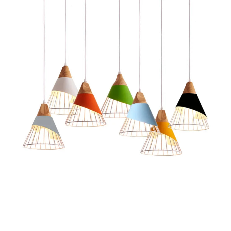 Afralia™ Wood Pendant Lamp: Modern Nordic Aluminum Hanging Light for Bedroom, Kitchen, E27 LED Bulb