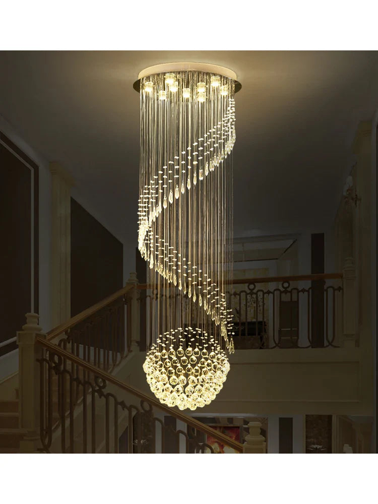 Afralia™ Crystal Chain Pendant Light Chandelier for Living Room and Staircase